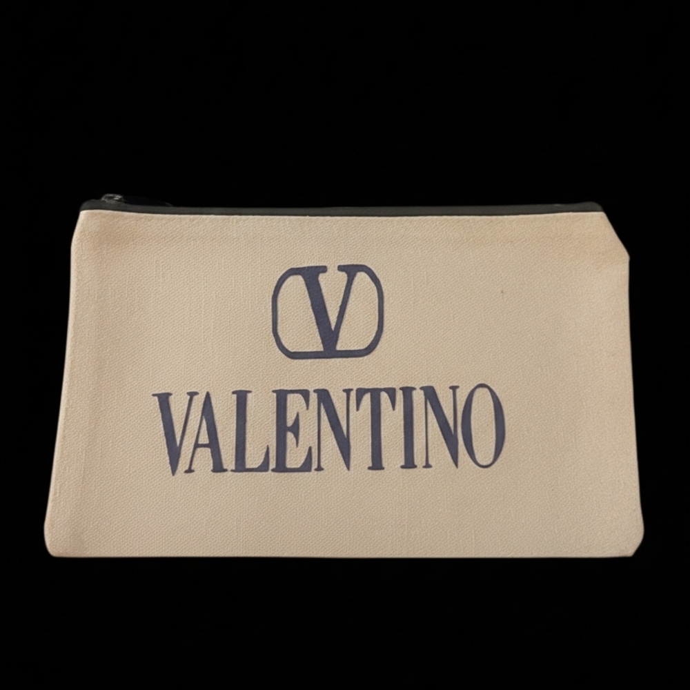 Valentino Beige Canvas Pouch
